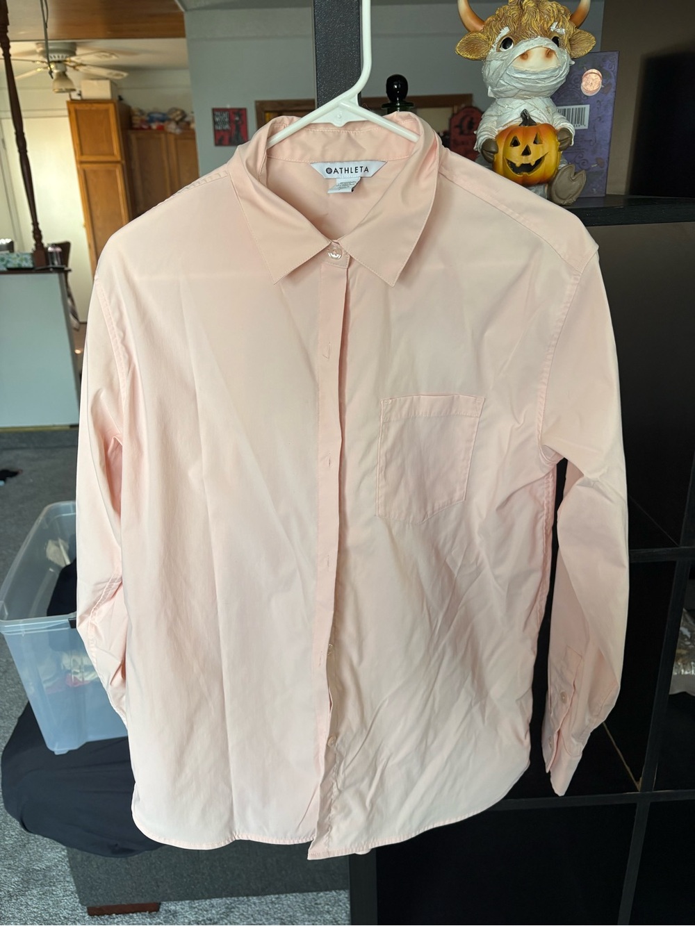 Athleta Men's Pale Pink Long-Sleeve Button-Up Shirt